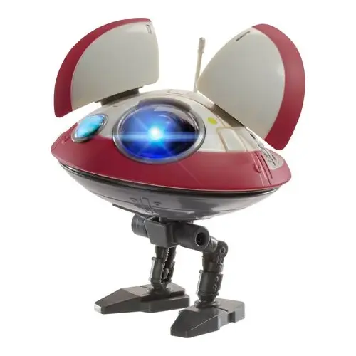 En röd och svart interaktiv leksak i Star Wars form med öppningsbar mun
